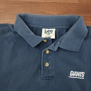 Vintage NY Giants NFL Lee Sport Blue Short Sleeve Polo Shirt Size XL